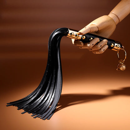 Noir Bell Leather & Metal Fringe Whip - image 4