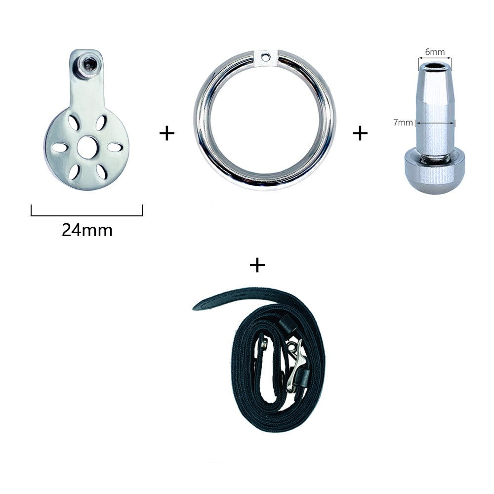 Mens Chastity Belt with Catheter Tube - 24mm Plate  (50mm Ring) - image 5