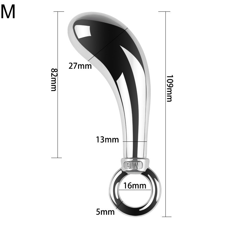 3 Sizes Metal Anal Plug Set With Jeweled & Pull-ring Base - B - M - image 6