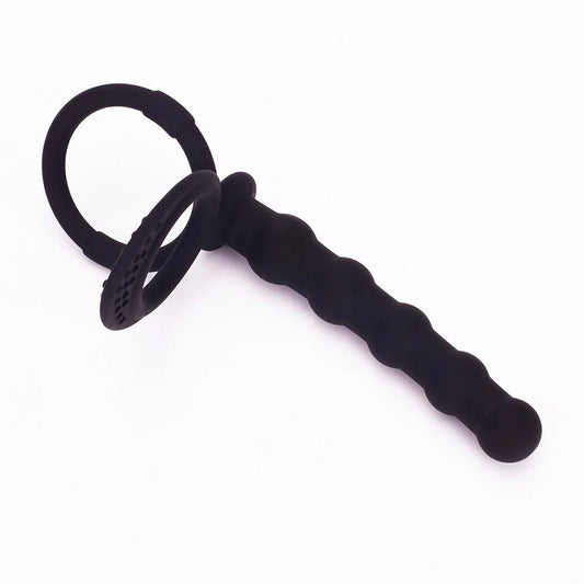G-spot Stimulator Cock Ring plus Butt Plug - Black - image 0