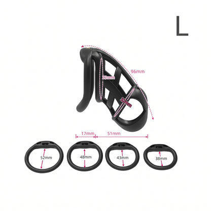 StealthCore Male Chastity Cage - Black L Flat Ring - image 3