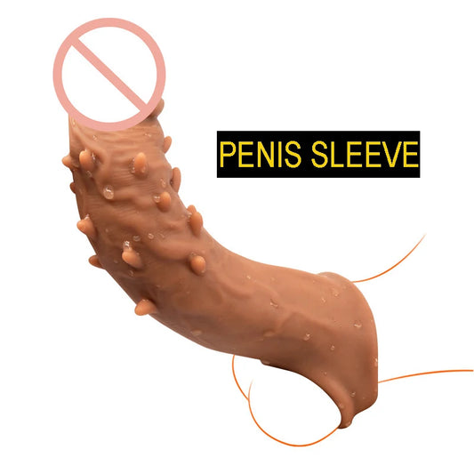 Soft Penis Extender Dick Cover Dildo Enlargement - Beige - image 0