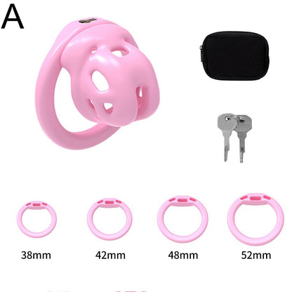 Adjustable ABS Chastity Cage – Lightweight & Discreet Lock for Long-Term Wear - A - Pink - image 7
