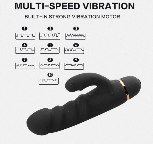 Black Amazing Ribbed Mini Rabbit – Powerful & Discreet Dual Stimulation - image 1
