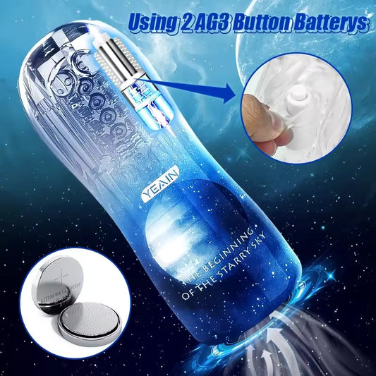 Male Masturbator Cup Soft Silicone Massager for Men Toys-Blue With Vibrations - image 3