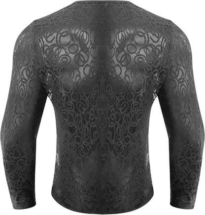 Long-Sleeve Crew Neck Lace T-Shirt - image 0