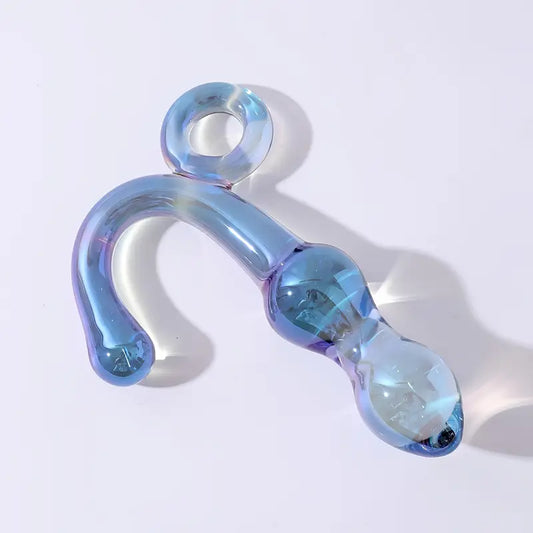 Glass Pull-Ring Anal Beads & Crystal Dildo - Clear - image 0