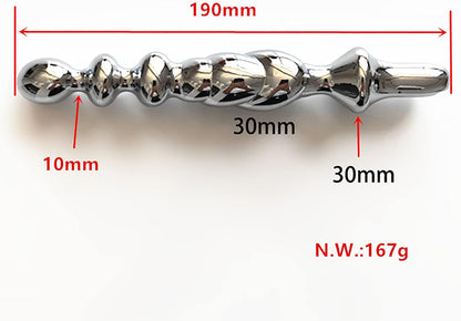 Long Metal Beaded Butt Plug - image 1