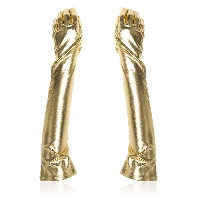 Patent Leather Coated Gloves SM Costume - Gold - image 3