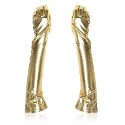 Patent Leather Coated Gloves SM Costume - Gold - image 3