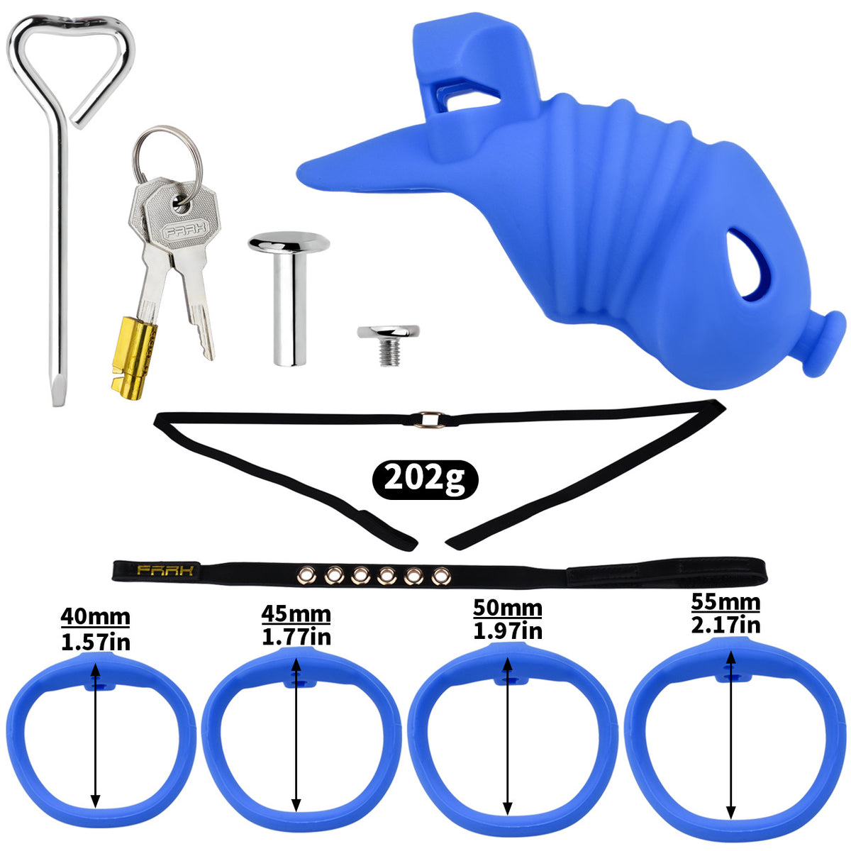 Soft Silicone Chastity Cage - S - Blue With Belt - image 14