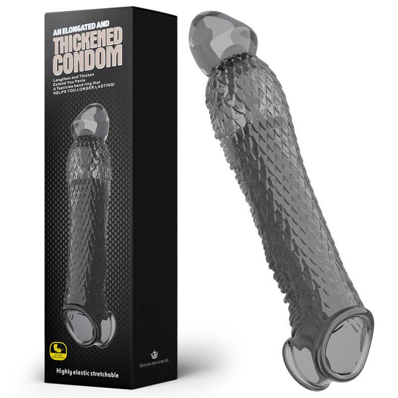 Long and Thick Dragon Cock Sleeve - Translucent Black - image 12