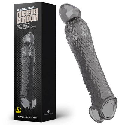 Long and Thick Dragon Cock Sleeve - Translucent Black - image 12