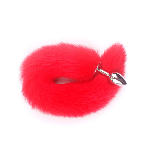 Red Fox Tail Butt Plug • 18.1 Inch Tail - Red - image 0