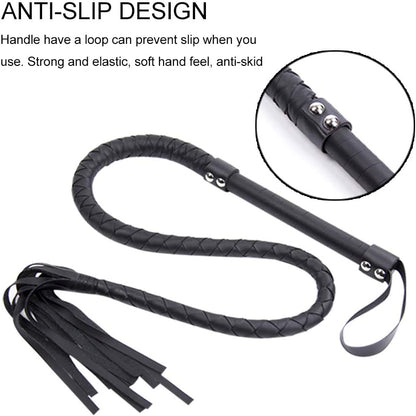 Horse Whip Braided PU Leather Whip Riding Crop and Whips - image 4