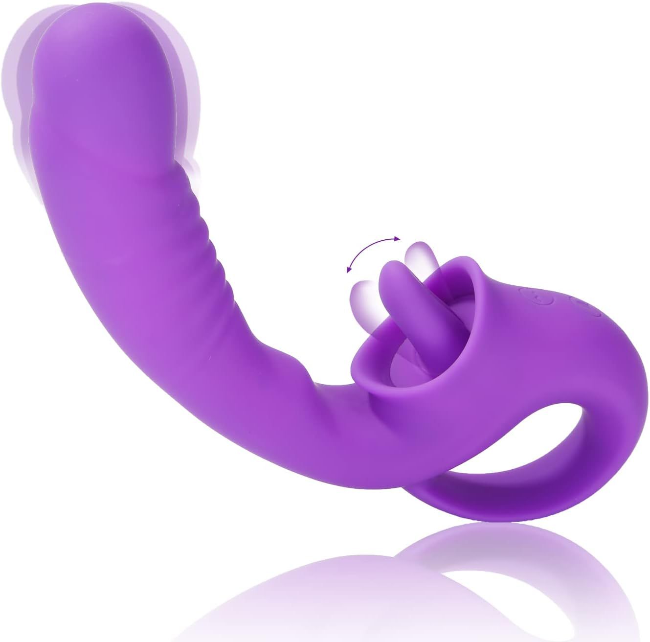 Clitoris Tongue Licking Vibrating Dildo - Purple - image 6