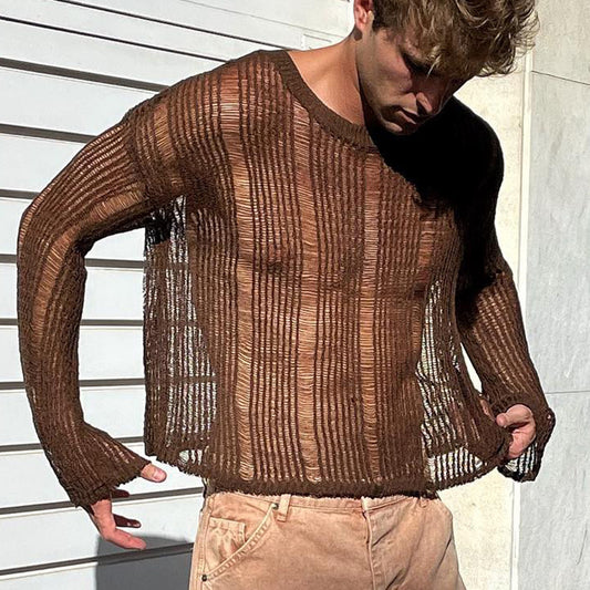 Micro Sheer Cutout Stretch Sweater - image 0