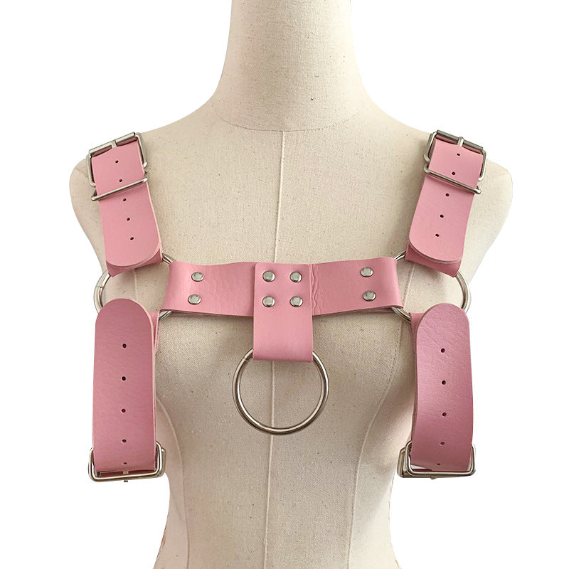 English Bull Dog Leather Chest Harness Sexy Men Lingerie - Pink - image 10