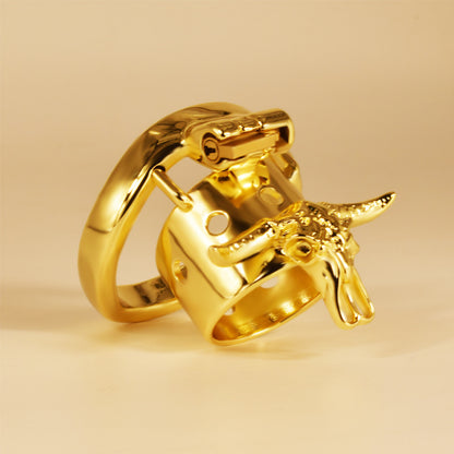 Golden Bull Chastity Cage - 50mm Ring - image 0