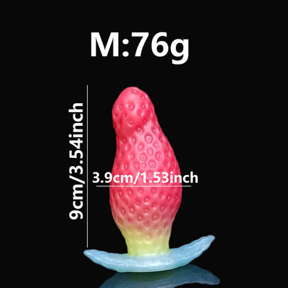 Strawberry Liquid Silicone Anal Plug - Red - Middle - image 3