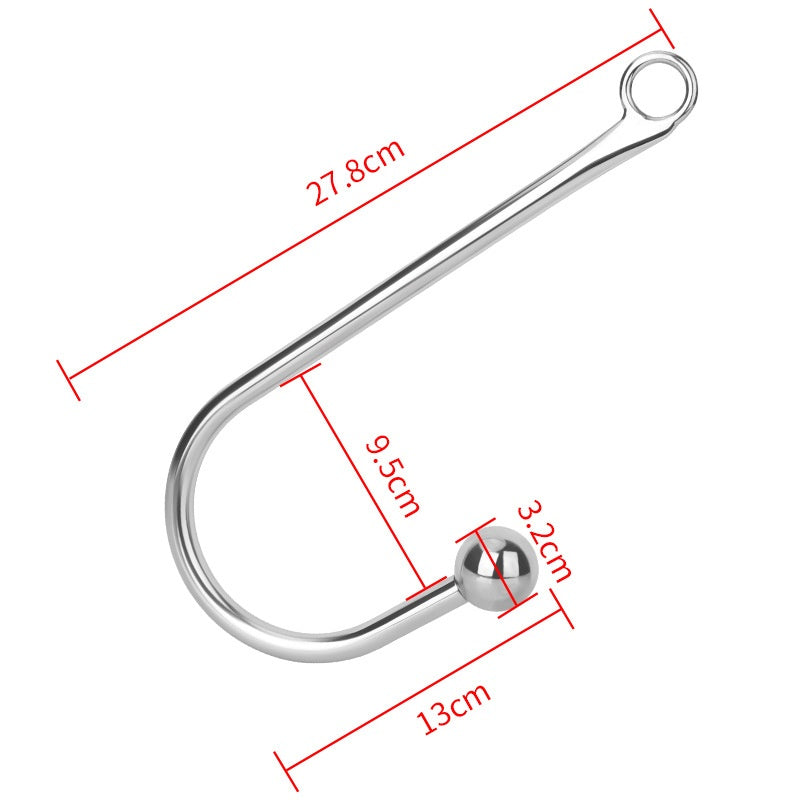 Mirror-polished Stainless Steel Hook Massager With Control Ring - S - image 4