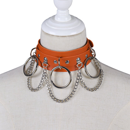 Unisex Punk PU Leather Choker Rock  - Orange - image 7