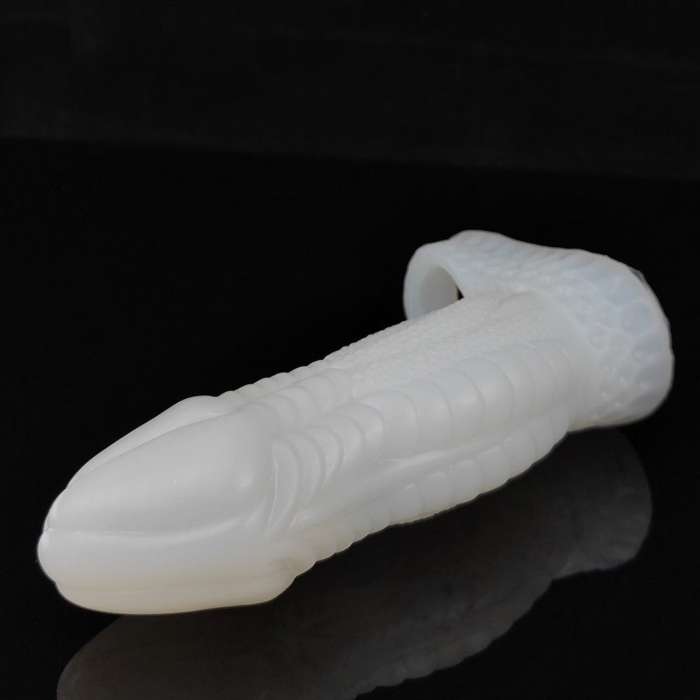 Monster Dildo Silicone Penis Sleeve - White - image 0