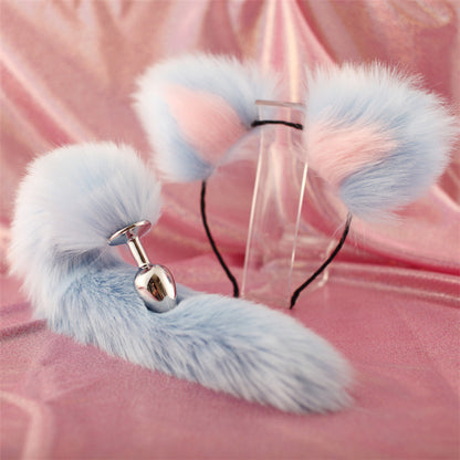 Cute Soft Cat Ears Headbands with 40cm Tail  Erotic Cosplay Accessories - C - image 3