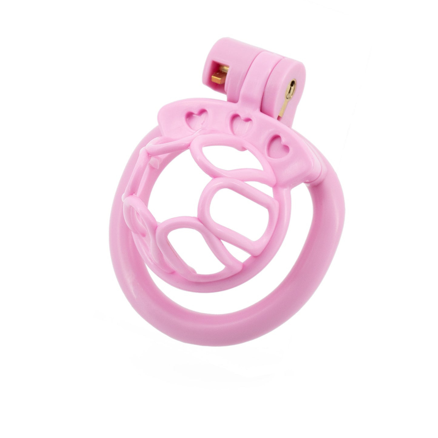 Open End Hollow Chastity Cage with 4 Rings - Pink - image 6