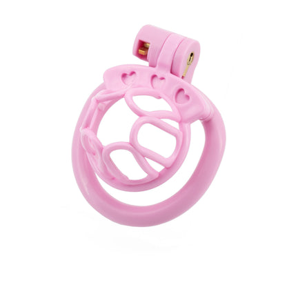 Open End Hollow Chastity Cage with 4 Rings - Pink - image 6