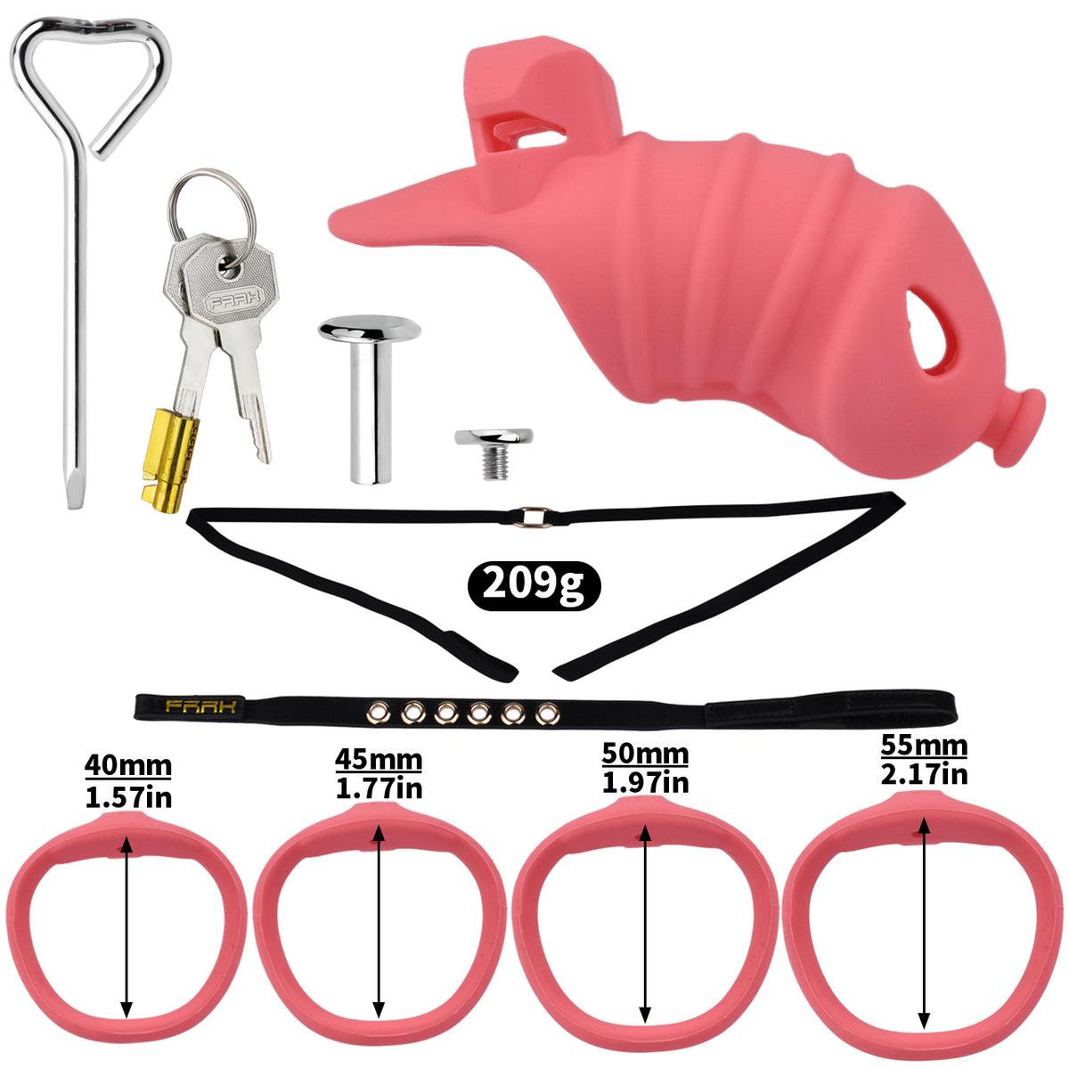 Soft Silicone Chastity Cage - L - Rose With Belt - image 7