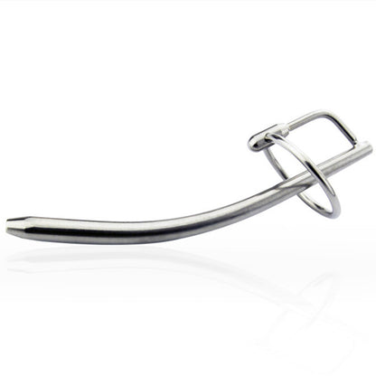 Urethral Sound Rod With Cock Ring - Silver - image 0