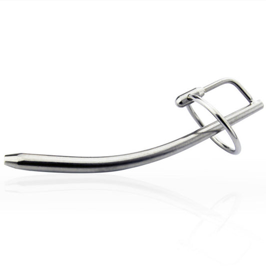 Urethral Sound Rod With Cock Ring - Silver - image 0