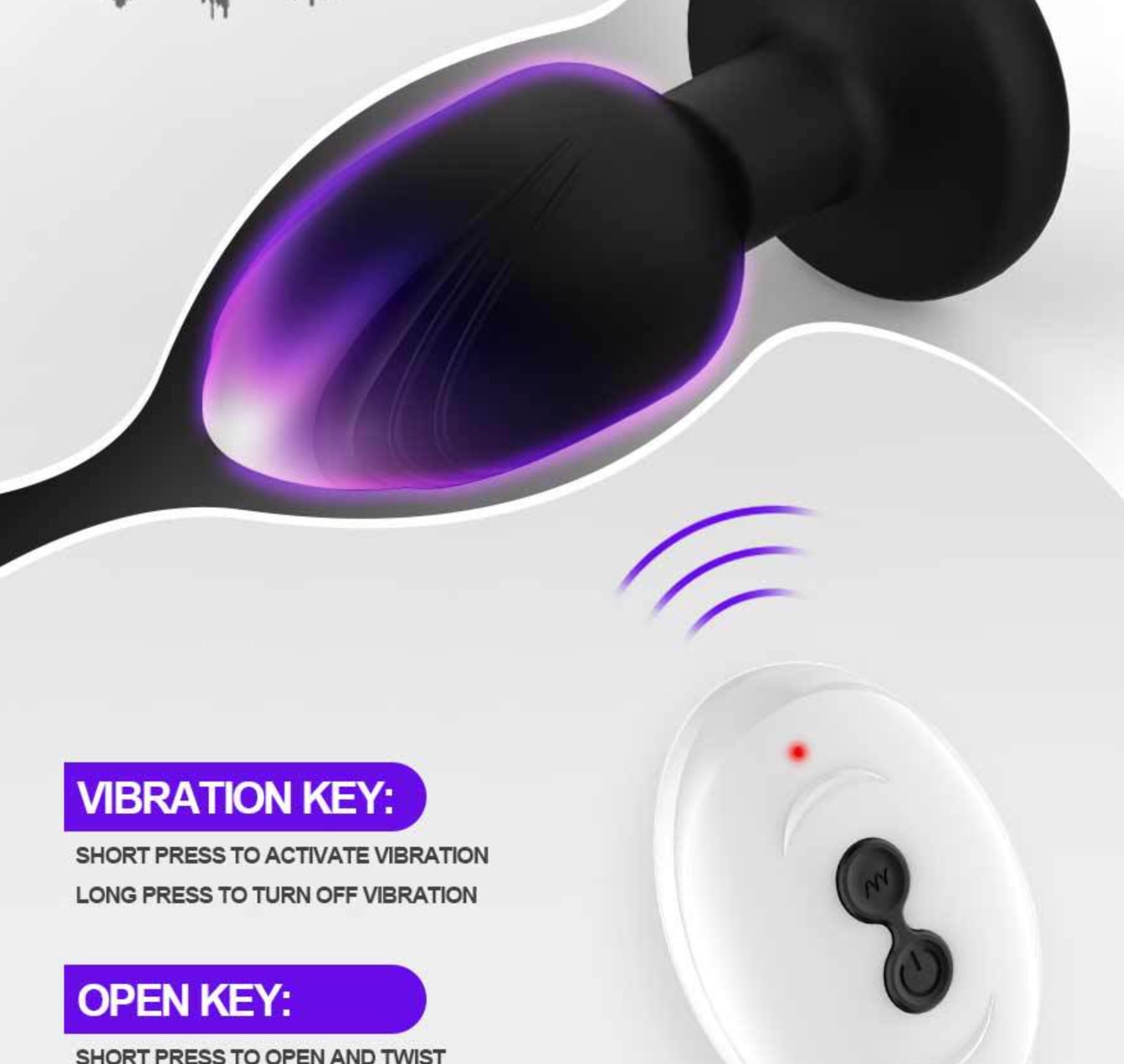 Light Up Vibrating 360° Rotating Butt Plug - image 3