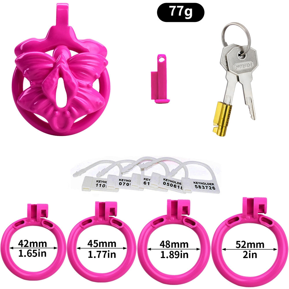 Male Chastity Cage with 4 Rings – Lightweight Resin Locking Device with 2 Keys, Invisible Wear for Long-Term Use - A - Rose - image 11
