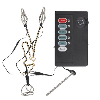 E-stim Nipple Clamps & Urethral Sound & Penis Ring Set - image 0