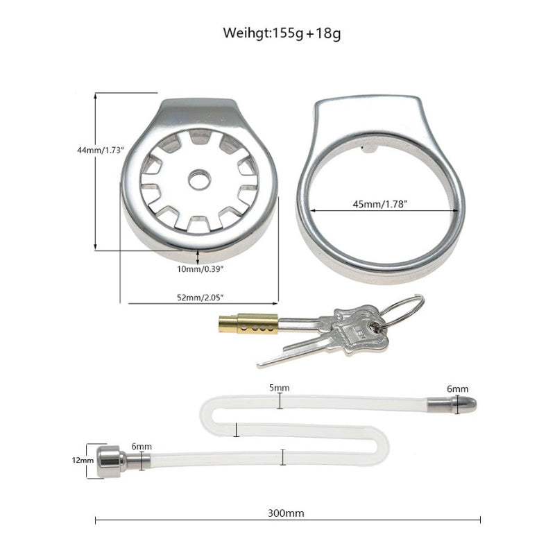 Thickened Stainless Steel Chastity Cage with 11.8-Inch Catheter – 4 Ring Sizes - A - 1.78'' - image 3