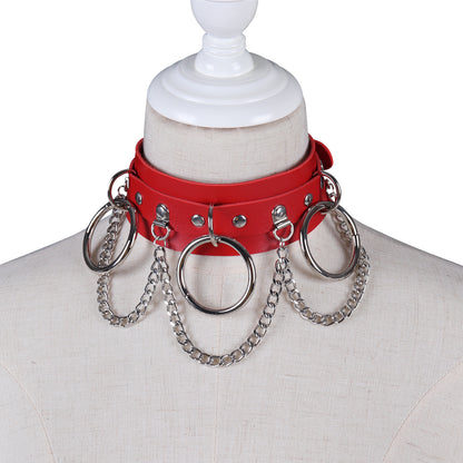 Unisex Punk PU Leather Choker Rock  - Red - image 10