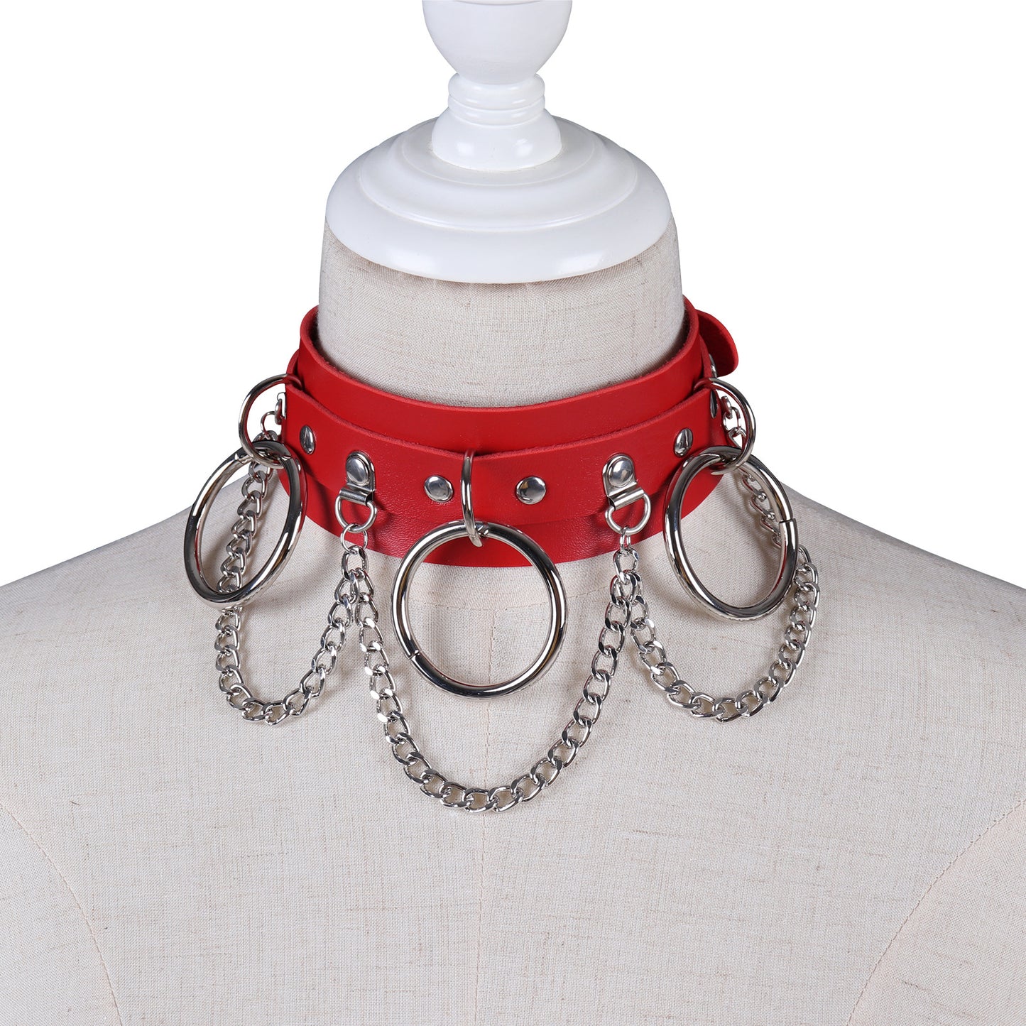 Unisex Punk PU Leather Choker Rock  - Red - image 10
