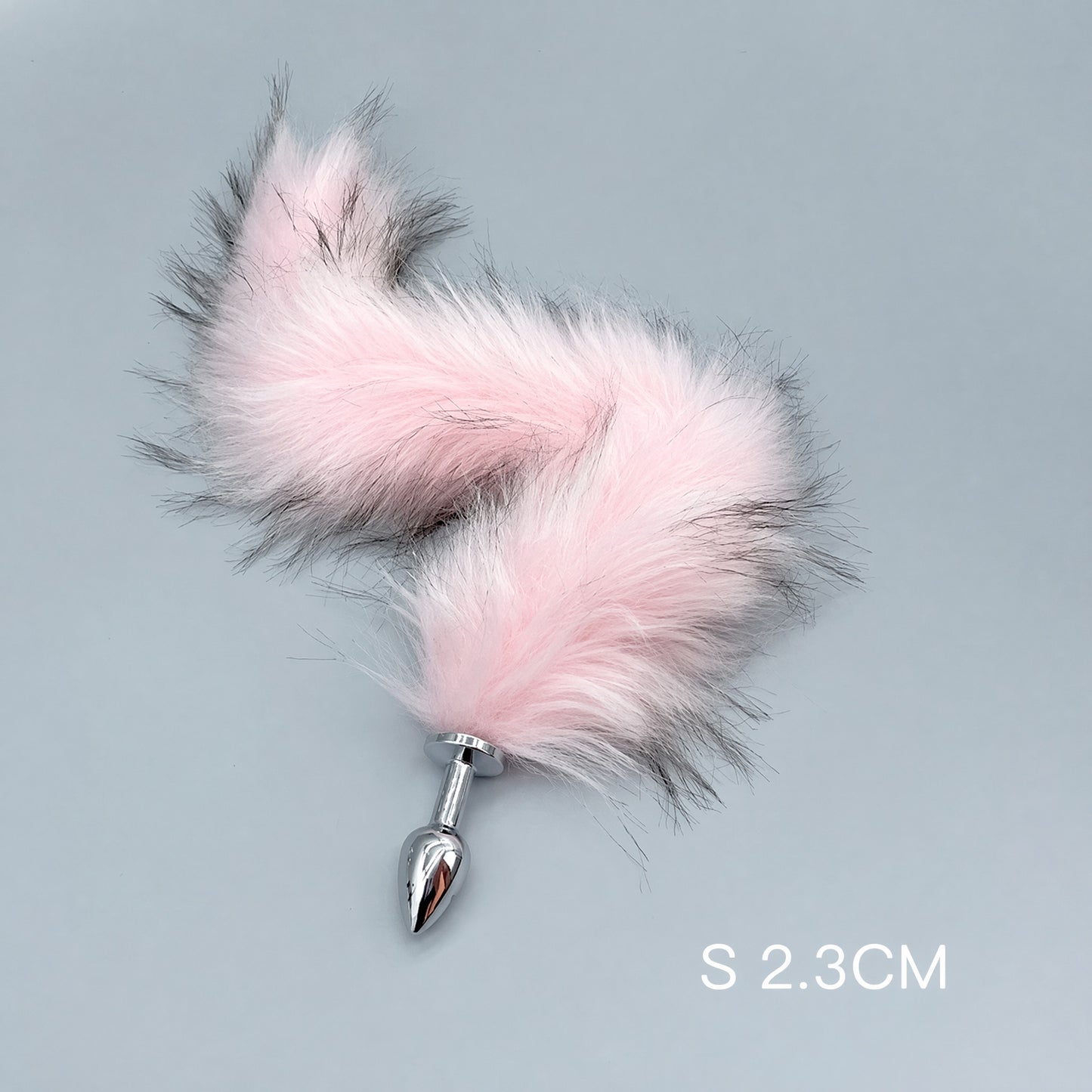 Pink & Black Fox Tail Plug with Removable Metal Base - S - image 4