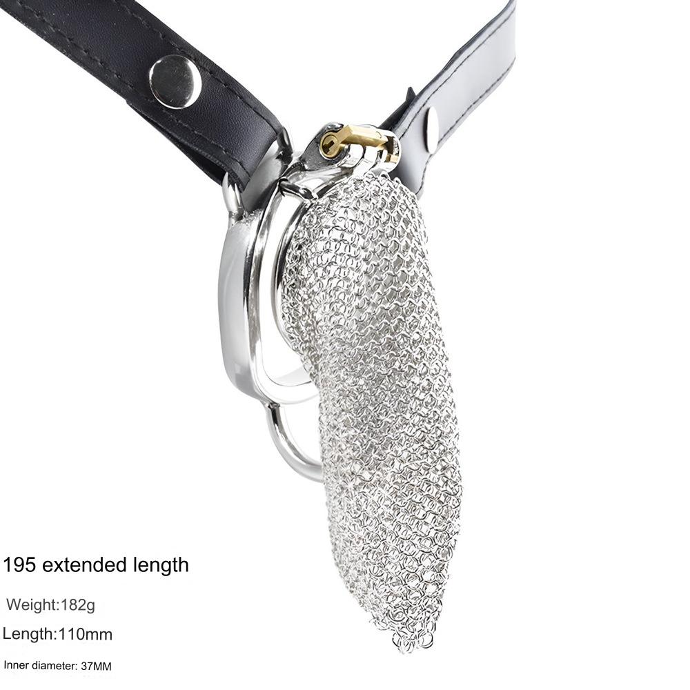 Chain Mail Plating Chastity Cage - Extra - 55mm Curved Ring & Belt - image 5