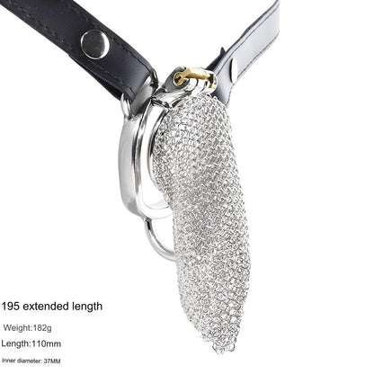 Chain Mail Plating Chastity Cage - Extra - 55mm Curved Ring & Belt - image 5