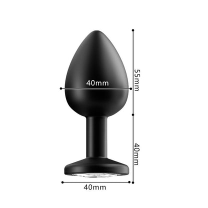 Crystal Diamond Anal Butt Plugs 3 Set - Large Black - image 25