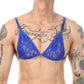 Men's Deep V-neck Lace Trim Sleepwear Sissy Men's Bra - Blue Bra - 2XL - image 9