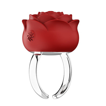 Rose Mini Finger Vibrator Ring Clit Stimulator - Red - image 0