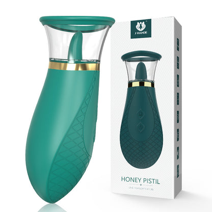 Silicone Nipple Clit Sucking Licking Vibrator - Green - image 5