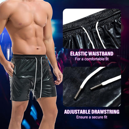 Men's Metallic 5" Holographic Rave Shorts with Drawstring - image 7