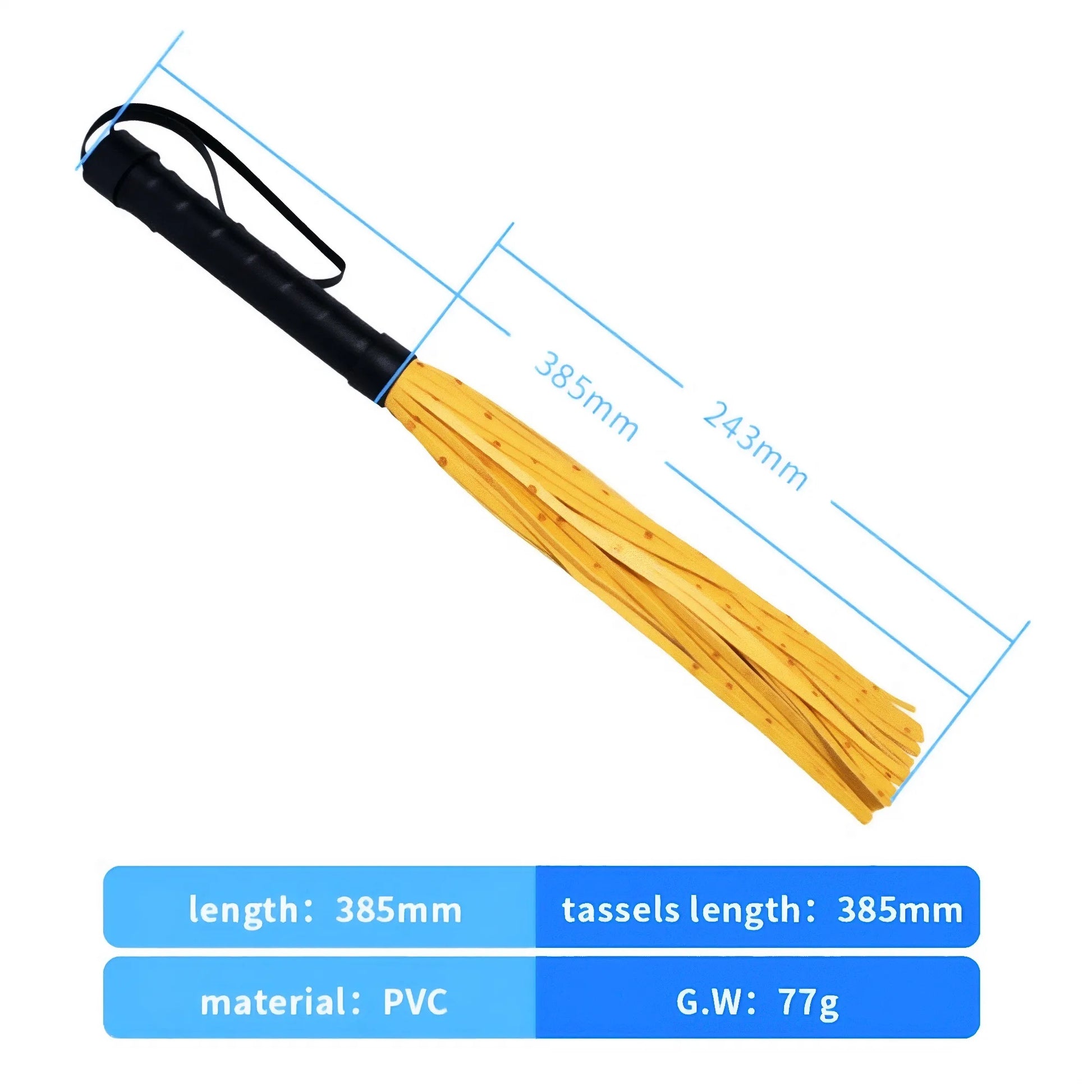 Yellow Pu Leather Tassels Flogger Horse Riding Whip - image 3