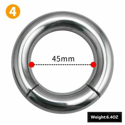 Magnetic Stainless Steel Ball Stretcher Weight Man Enhancer Chastity Ring - 45mm - image 9