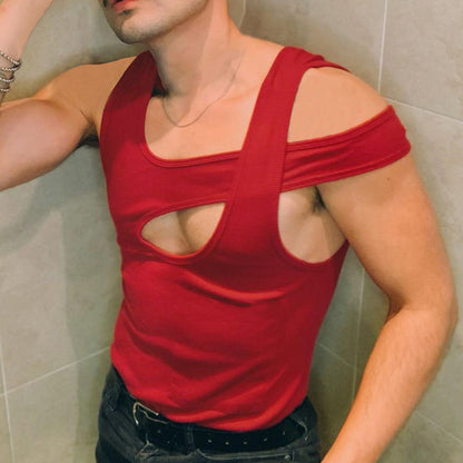 Irregular Tank Tops Sleeveless - Red - L - image 2